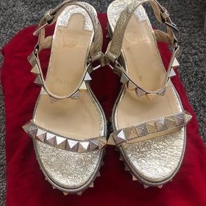 Christian Louboutin Pyraclou Metallic Sandals